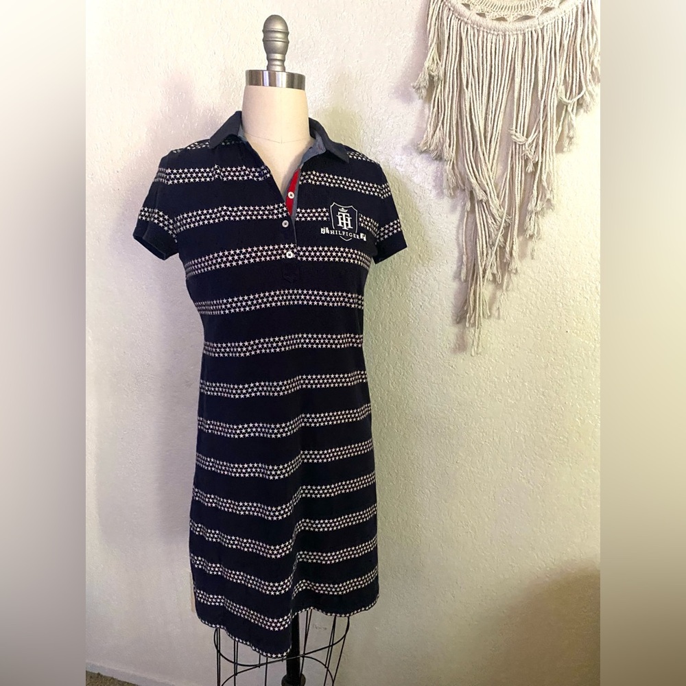 Tommy Star Patriotic Stripe Mini Navy Polo Dress